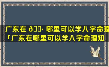 广东在 🌷 哪里可以学八字命理「广东在哪里可以学八字命理知 🐋 识」